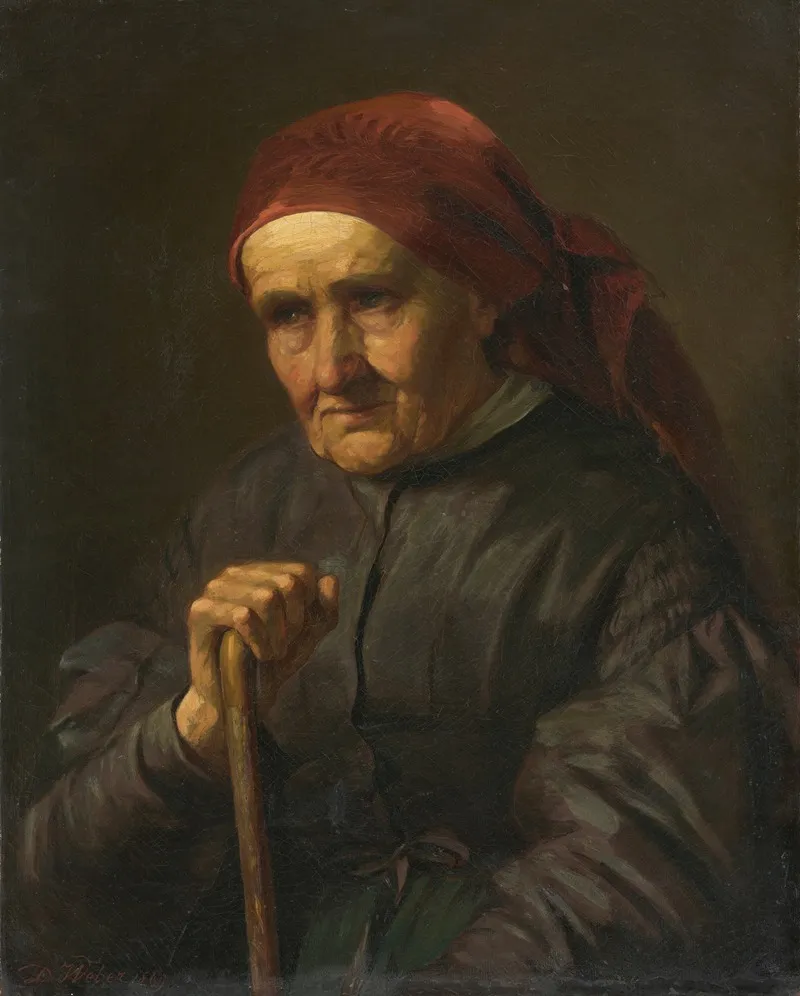 Portrait Of An Elderly Peasant Woman Wall Art by Dominik Weber - High-Resolution Digital Print
