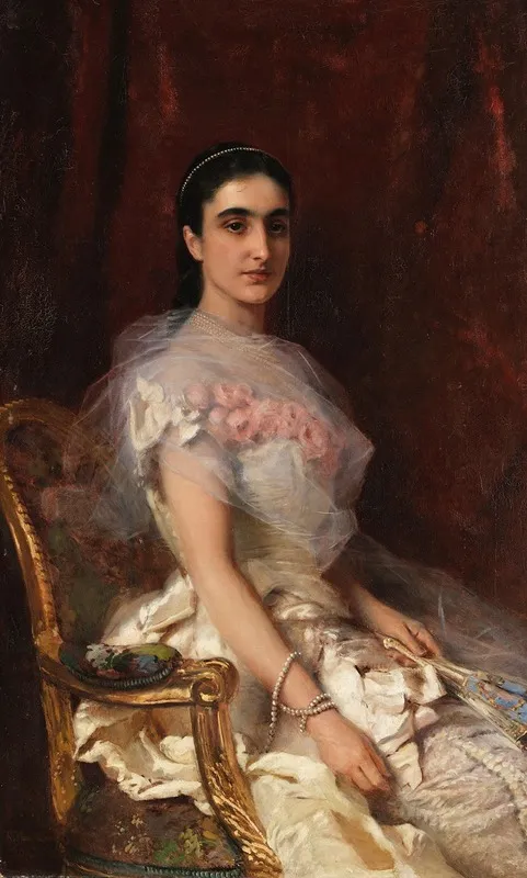 Portrait Of An Elegant Lady With A Fan