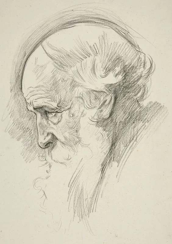 Portrait Of An Old Bearded Man In Profile