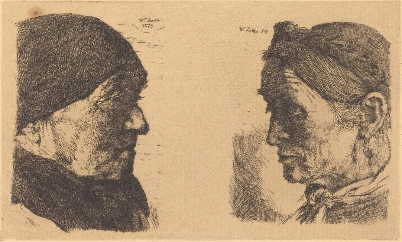 Portrait Of An Old Peasant Woman In Profile To The Right And Peasant Woman With Closed Eyes