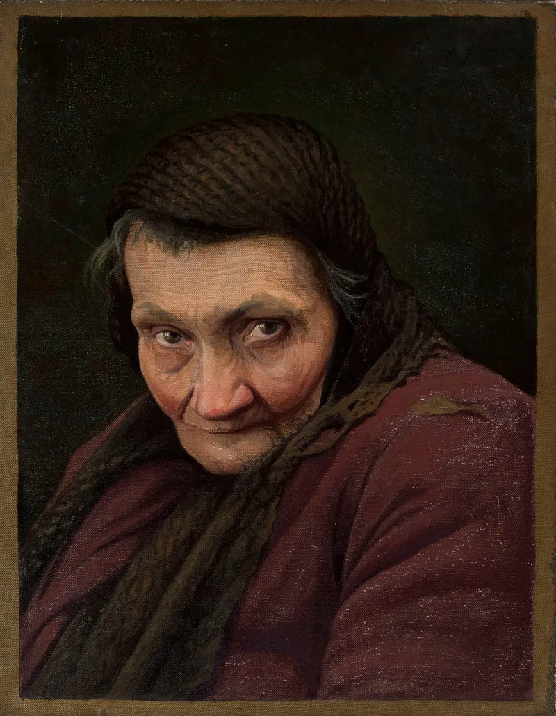 Portrait Of An Old Woman 8 Wall Art by Henryk Grombecki - High-Resolution Digital Print