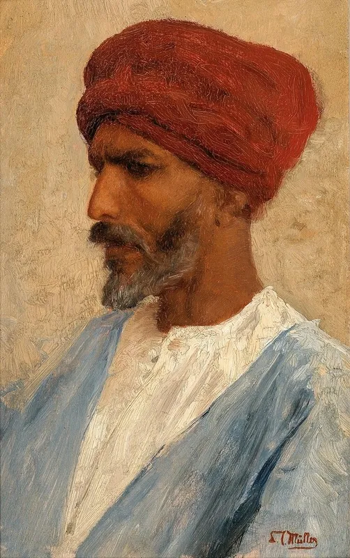 Portrait Of An Oriental With A Red Turban
