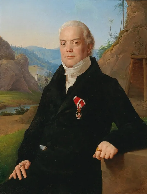 Portrait Of Anton Ritter Mantz Von Mariensee Mantua 1757 1830 Bad Ischl Owner Of A Mine And Smelting Works In The Bukovina Wall Art by Leopold Kupelwieser - High-Resolution Digital Print