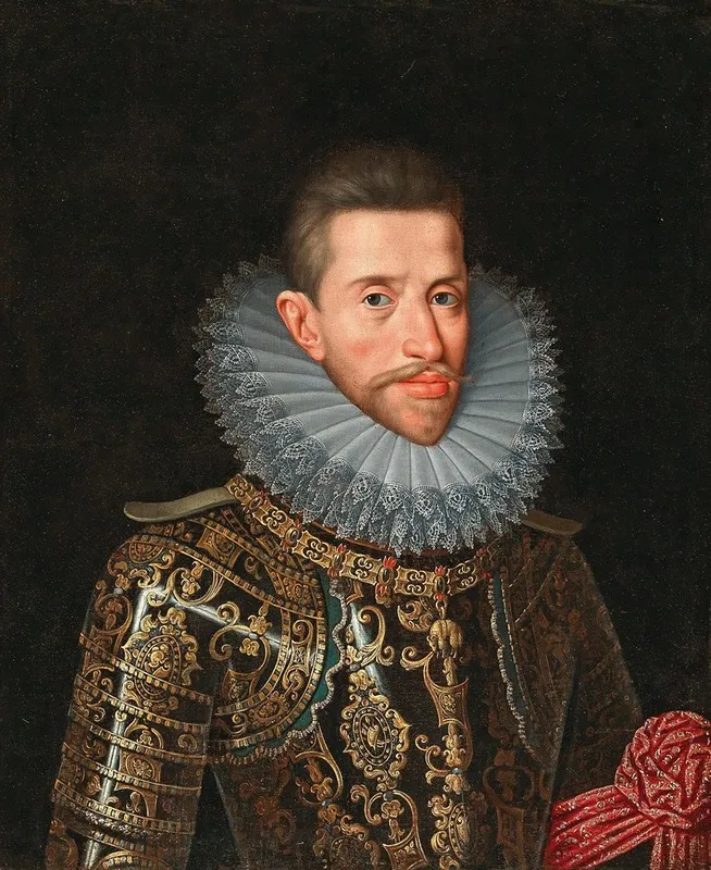 Portrait Of Archduke Albert Of Austria 1559 1621 In Armour Wall Art by Circle of Frans Pourbus II - High-Resolution Digital Print