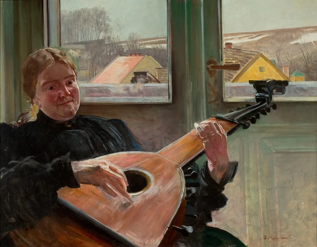 Portrait Of Artists Sister Helena With A Lute Wall Art by Jacek Malczewski - High-Resolution Digital Print