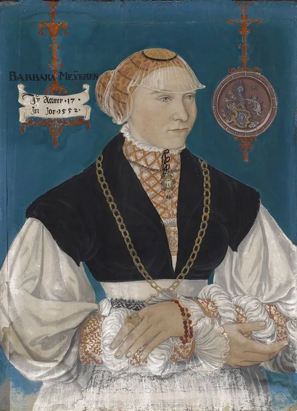 Portrait Of Barbara Meyer Zum Pfeil Wife Of Hans Rispach Wall Art by Hans Hug Kluber - High-Resolution Digital Print