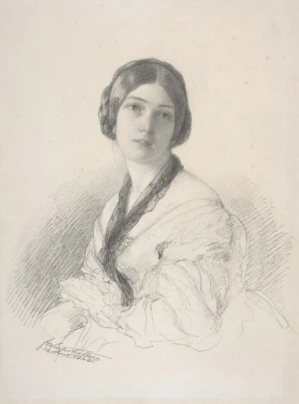 Portrait Of Baroness Gudin Nee Margareth Louis Hay Wall Art by Franz Xaver Winterhalter - High-Resolution Digital Print