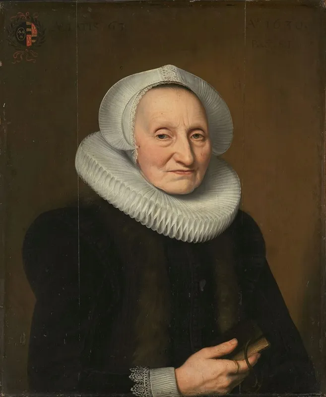 Portrait Of Belia Claesdr 1566 In Or After 1652 Wall Art by Bartholomäus Sarburgh - High-Resolution Digital Print