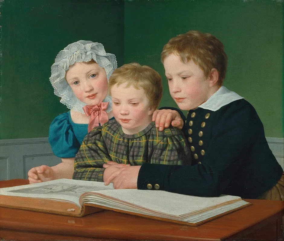 Portrait Of C F Holms Children Adam Vilhelm Pauline Frederikke And Johan Chr Julius