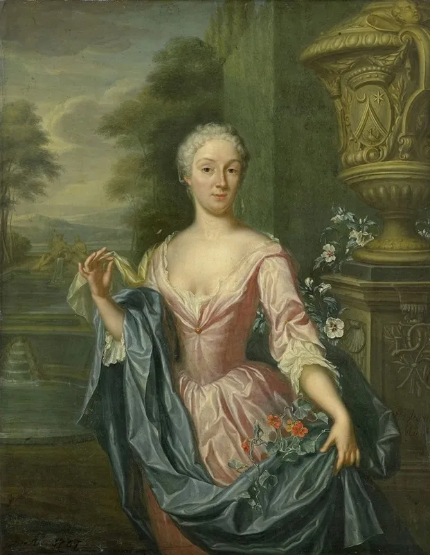 Portrait Of Claudine Van Royen Born 1712 Wife Of Pieter Teding Van Berkhout Wall Art by Hieronymus van der Mij - High-Resolution Digital Print