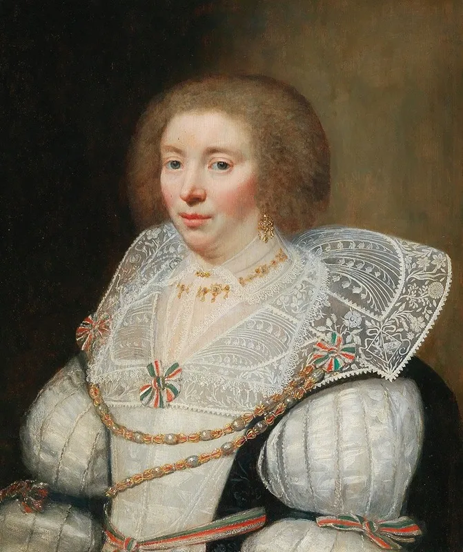Portrait Of Cornelia Grijp The Coat Of Arms Of The Grijp Family Weaved In Her Collar