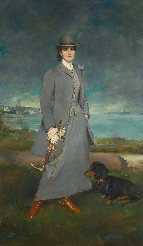 Portrait Of Countess De La Maitrie In Equestrian Dress Wall Art by Charles Albert Walhain - High-Resolution Digital Print