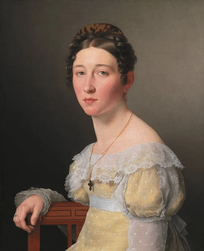 Portrait Of Emilie Henriette Massmann Betrothed Of Frederik Wilhelm Caspar Von Benzon Wall Art by Christoffer Wilhelm Eckersberg - Canvas Print