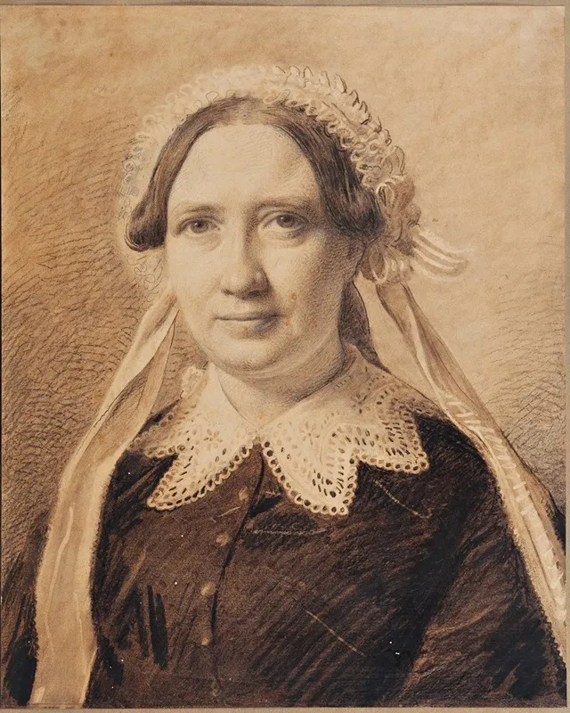 Portrait Of Frederikke Vilhelmine Hage Born Faber Wall Art by Constantin Hansen - High-Resolution Digital Print