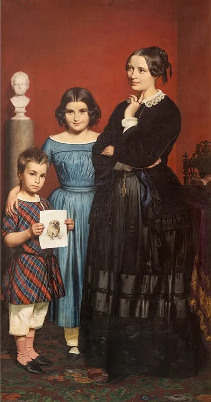 Portrait Of Frederikke Vilhelmine Hage With Children