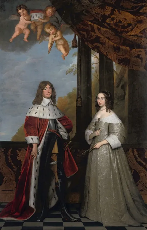 Portrait Of Friedrich Wilhelm Elector Of Brandenburg And His Wife Louise Henriette Countess Of Orange Nassau Wall Art by Gerard van Honthorst - High-Resolution Digital Print