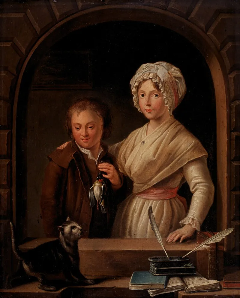 Portrait Of Gabrielle And Jean Louis Spruyt The Artists Children Title Portrait Of Gabrielle And Jean Louis Spruyt The Artists Children Wall Art by Philippe Lambert Joseph Spruyt - High-Resolution Digital Print