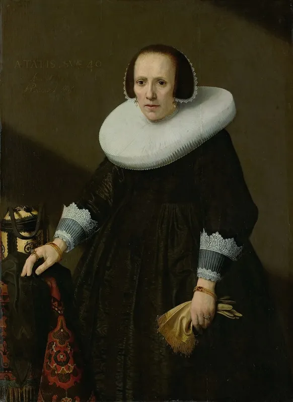 Portrait Of Geertruyd Reael Wife Of Philips Denijs Wall Art by Huygh Pietersz Voskuyl - High-Resolution Digital Print