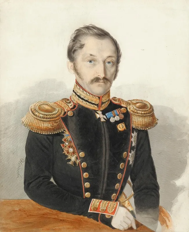 Portrait Of General Daniel Alexandrovich Gershtentsveig Wall Art by Ivan Alexeevich Nechaev - High-Resolution Digital Print
