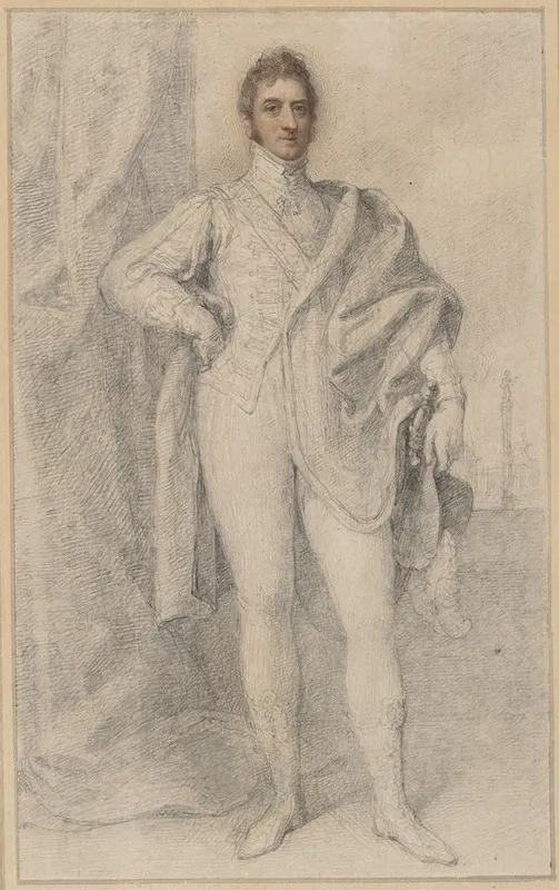 Portrait Of George 5th Duke Of Marlborough With Blenheim In The Distance