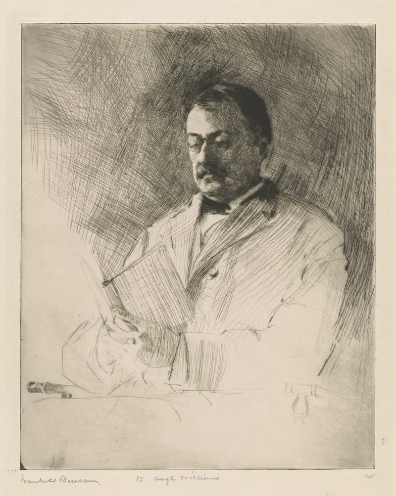 Portrait Of George R Agassiz Professor Of Zoology At Harvard University Reading A Book Wall Art by Frank Weston Benson   - High-Resolution Digital Print