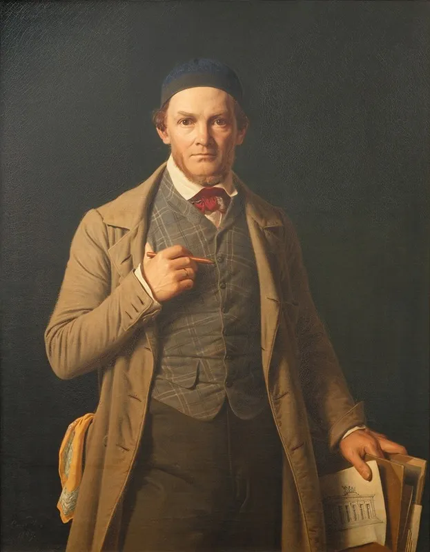 Portrait Of Gottlieb Bindesboll Wall Art by Constantin Hansen - High-Resolution Digital Print