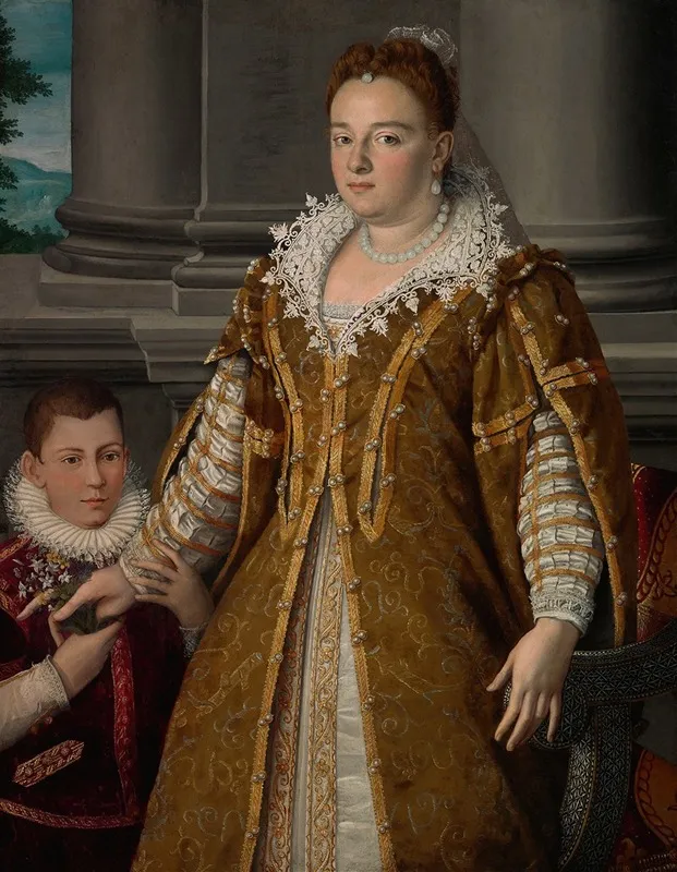 Portrait Of Grand Duchess Bianca Capello De Medici With Her Son