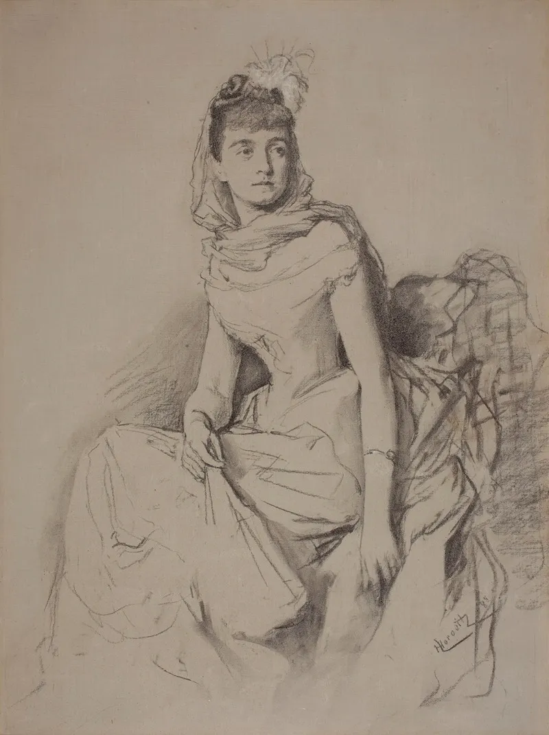 Portrait Of Helena Modrzejewska As Adrienne Lecouvreur Wall Art by Leopold Horowitz - High-Resolution Digital Print