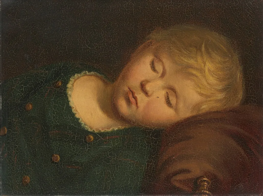 Portrait Of Hermann Staudinger As A Sleeping Child Wall Art by Friedrich Nebel - High-Resolution Digital Print