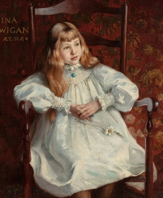 Portrait Of Ina Wigan Age Eight Wall Art by Alfred Hartley - High-Resolution Digital Print