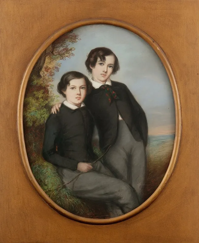Portrait Of J Mcneill Whistler And His Brother William Dr William Whistler Wall Art by Emile Francois Dessain - High-Resolution Digital Print