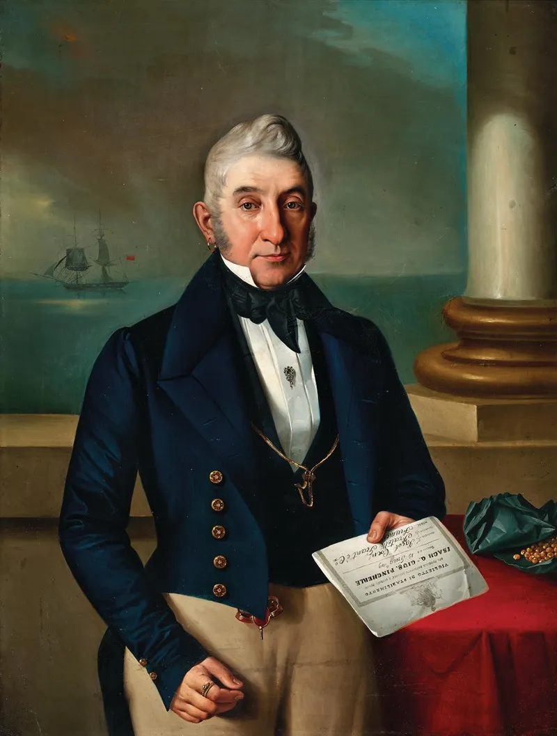 Portrait Of Jacob Coen 1782 1852 Grain Merchant From Trieste Wall Art by Giuseppe Tominz - High-Resolution Digital Print