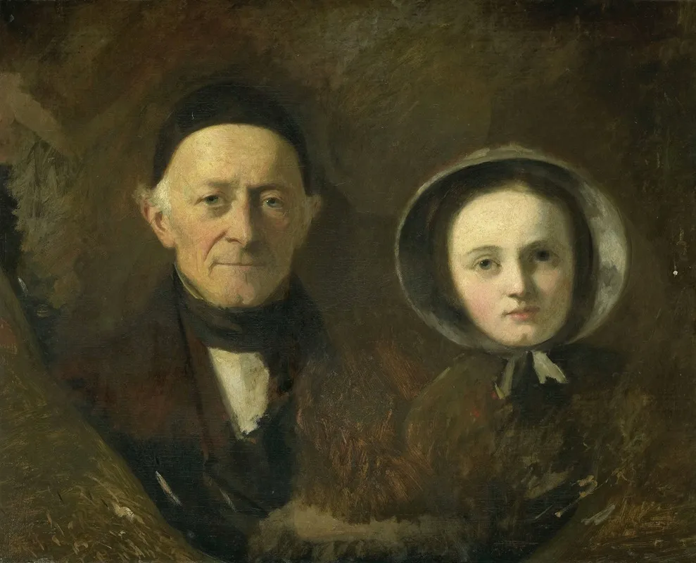 Portrait Of Johann Joseph Hermann The Artists Father In Law With His Grandchild Ida Schwartze The Artists Oldest Daughter Wall Art by Johann Georg Schwartze - High-Resolution Digital Print