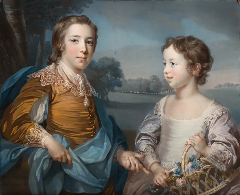 Portrait Of Joseph 1741 1786 And His Brother John Gulston 1750 1764 Wall Art by Francis Cotes - High-Resolution Digital Print