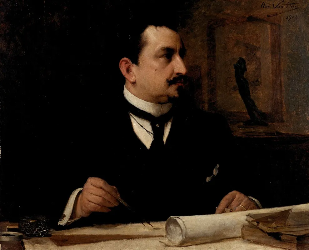 Portrait Of Jules Ledoux Wall Art by Edmond Van Hove - High-Resolution Digital Print