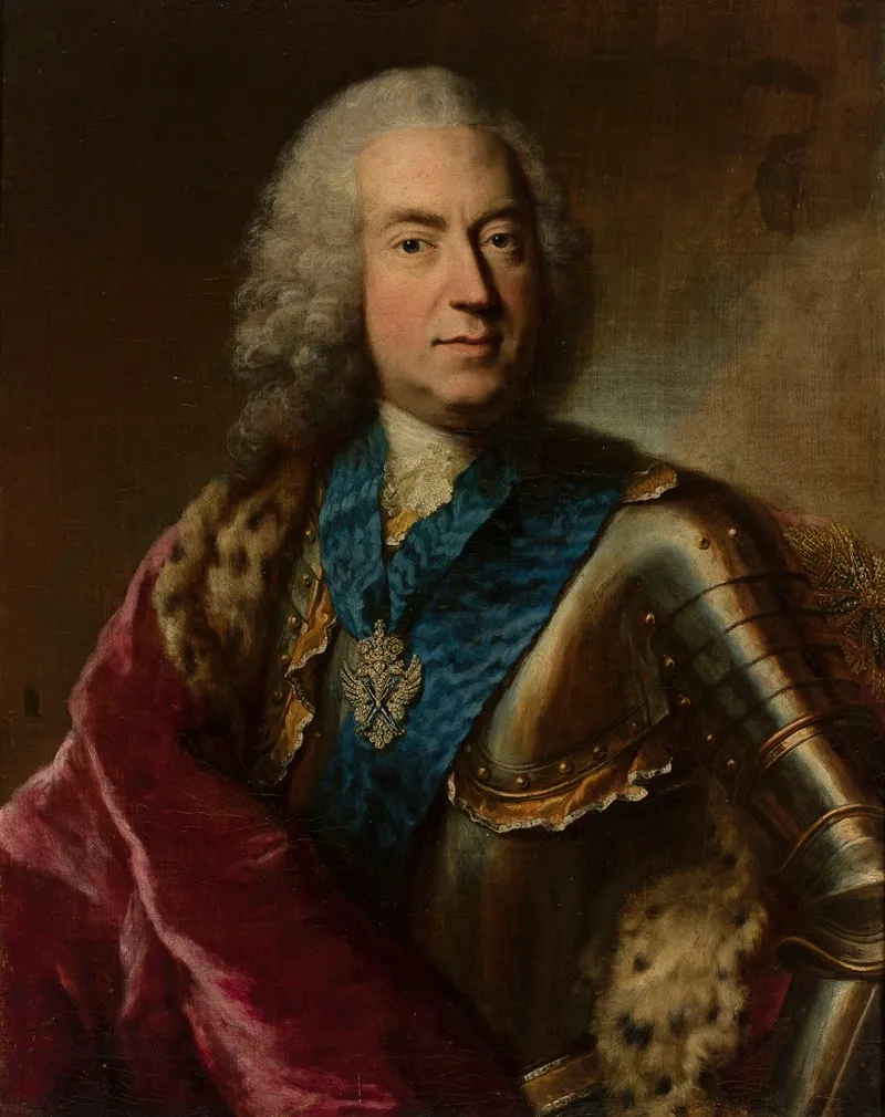 Portrait Of Karl August Rex Saxon Minister Wall Art by Georg Desmarées - High-Resolution Digital Print