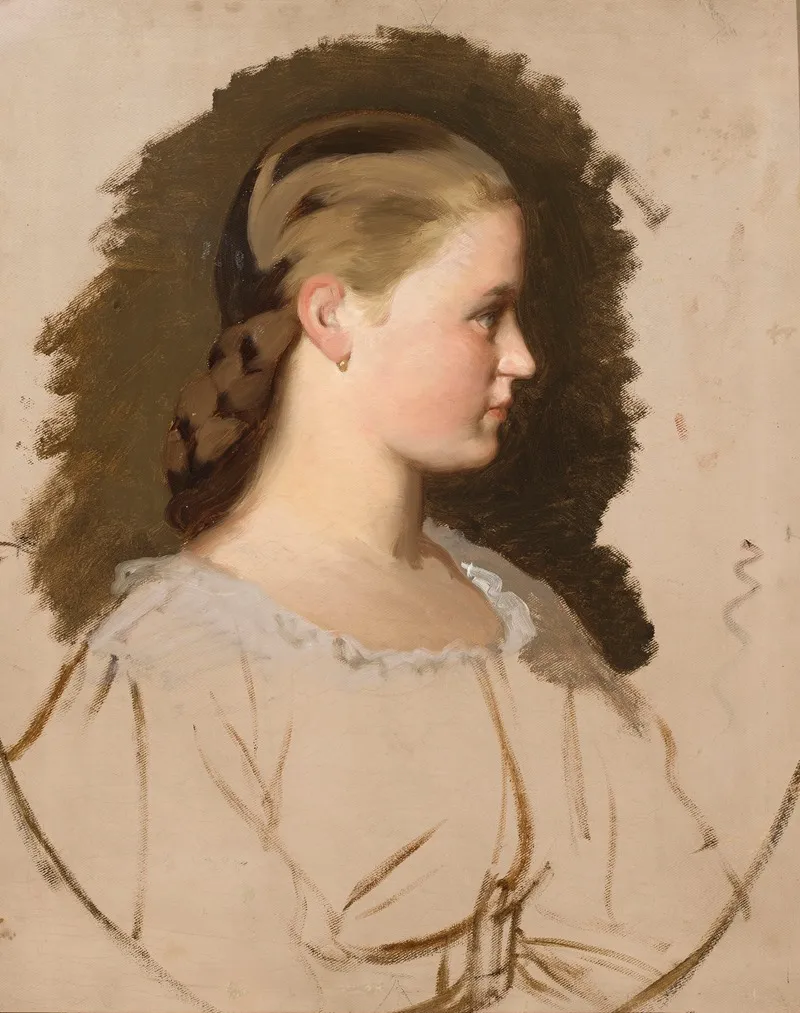 Portrait Of Klementyna Szembek Nee Dzieduszycka Sketch Wall Art by Artur Grottger - High-Resolution Digital Print