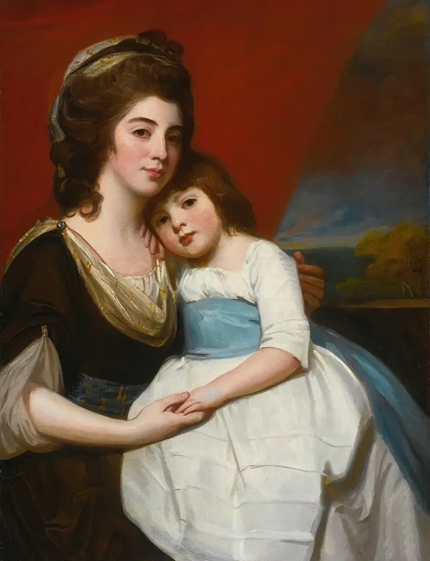 Portrait Of Lady Georgiana Smyth Circa 1757 1799 And Her Son Wall Art by George Romney - High-Resolution Digital Print