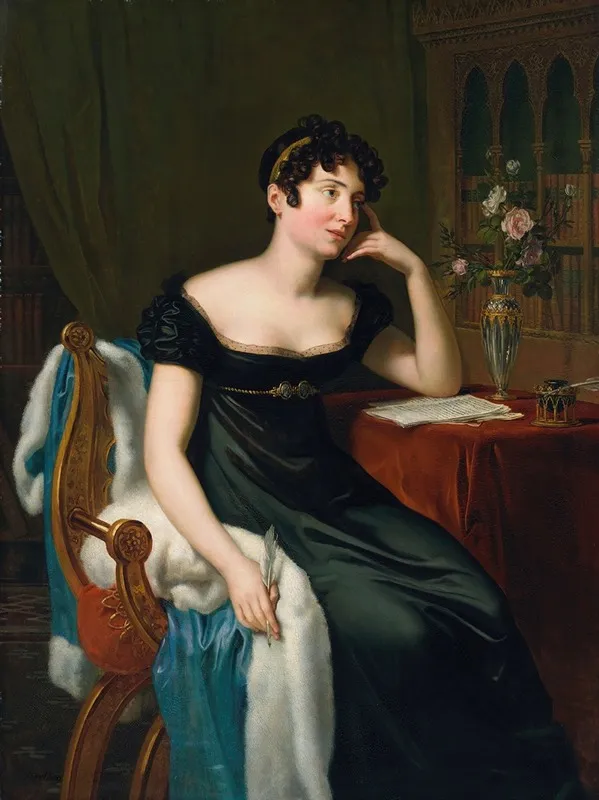 Portrait Of Lady Morgan Sydney Owenson 1776 1859 Writer Wall Art by René Théodore Berthon - High-Resolution Digital Print