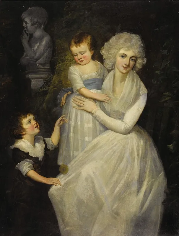 Portrait Of Lady With Her Children Wall Art by After Thomas Gainsborough - High-Resolution Digital Print