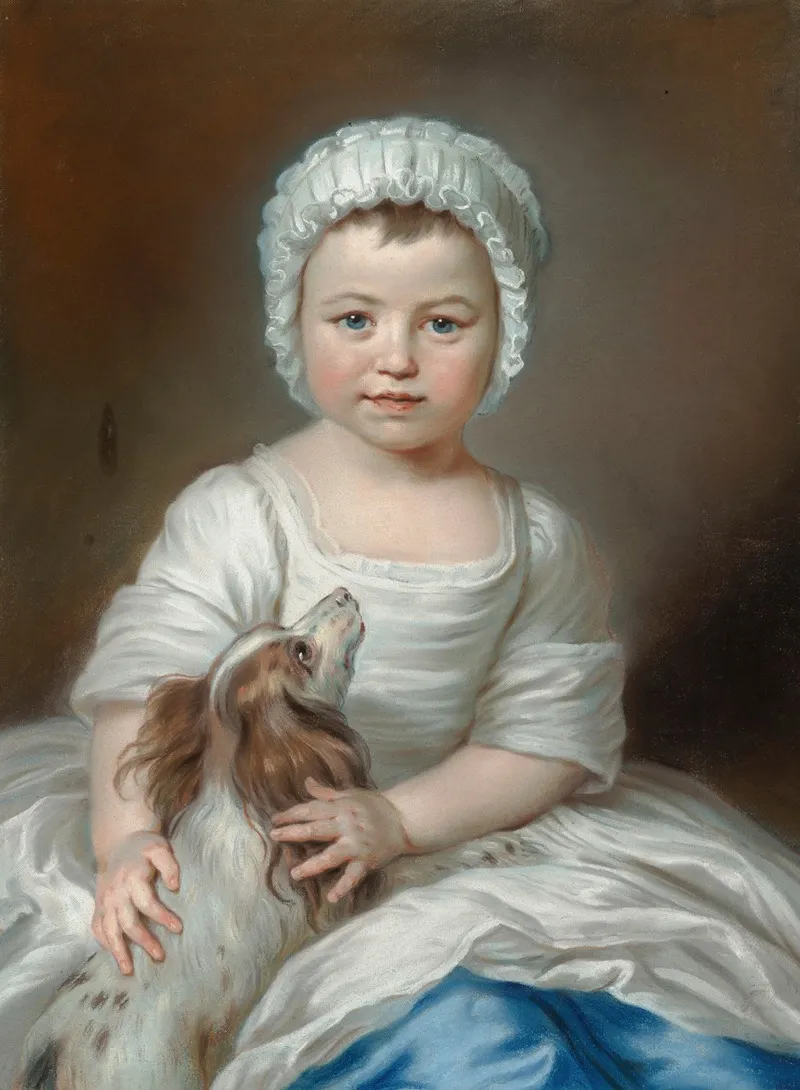 Portrait Of Lord John Pelham Clinton 1755 1781 As A Child With A Clumber Spaniel Wall Art by William Hoare of Bath - High-Resolution Digital Print