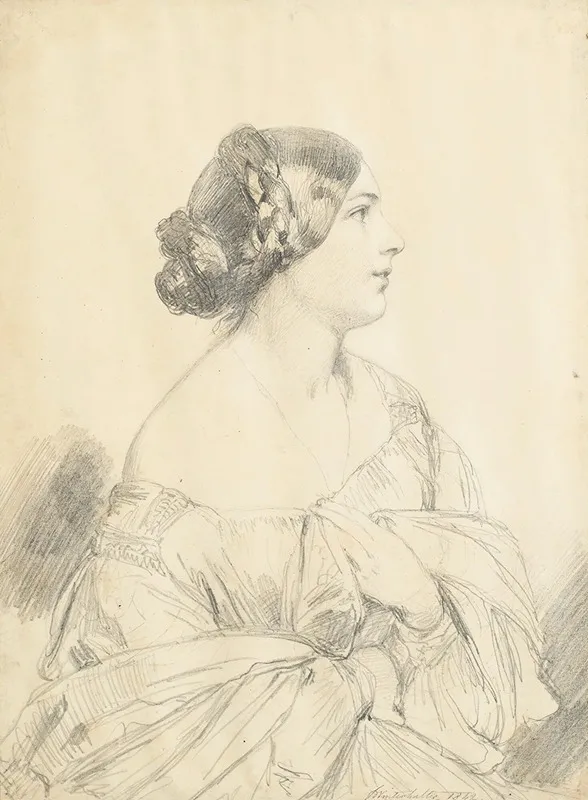 Portrait Of Louise Hay Future Baronne Gudin Wall Art by Franz Xaver Winterhalter - High-Resolution Digital Print