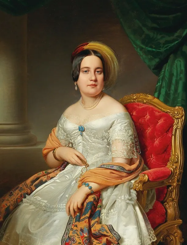 Portrait Of Louise Von Wertheimstein Vienna 1813 1890 Born Biedermann Wall Art by Anton Einsle - High-Resolution Digital Print