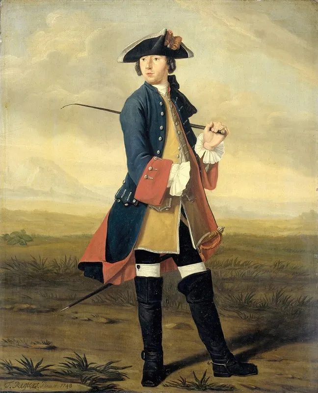 Portrait Of Ludolf Backhuysen Ii Painter In The Uniform Of The Dragoons Wall Art by Tibout Regters - High-Resolution Digital Print