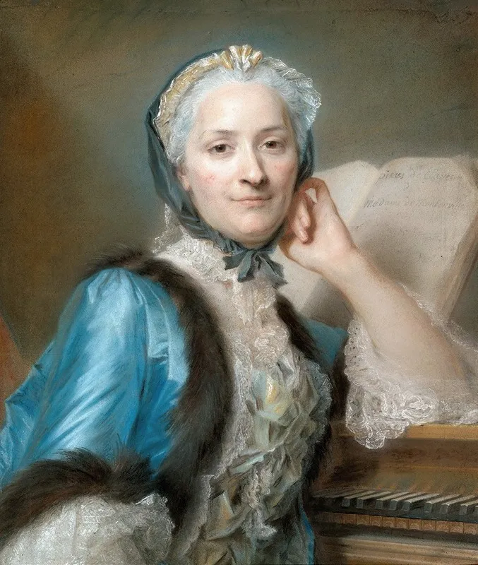 Portrait Of Madame Anne Jeanne Cassanea De Mondonville Nee Boucon Wall Art by Maurice-Quentin de La Tour - High-Resolution Digital Print