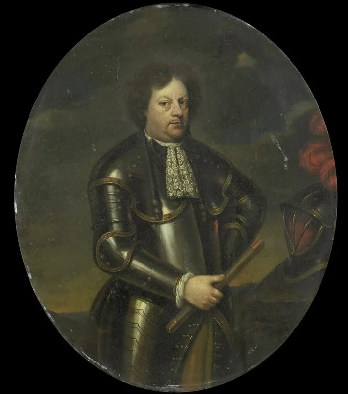 Portrait Of Major General Hans Willem Baron Van Aylva Called The Formidable General Wall Art by Hendrick de Valk - High-Resolution Digital Print