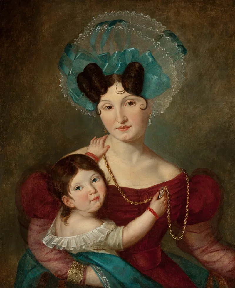 Portrait Of Maria Anna Rawicz 1807 1887 With Her Son Jas Wall Art by Jan Krzysztof Damel - High-Resolution Digital Print
