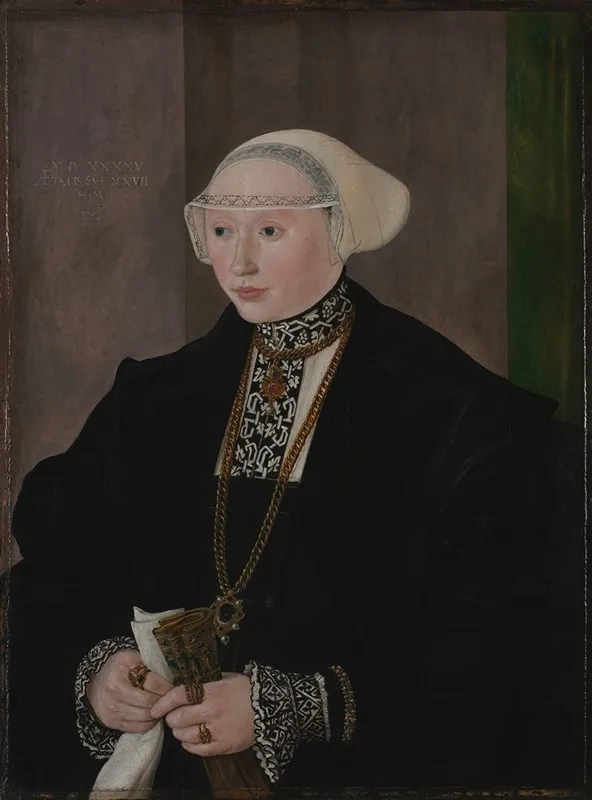 Portrait Of Maria Kitscher Frau Von Freyberg Wall Art by Hans Mielich - High-Resolution Digital Print