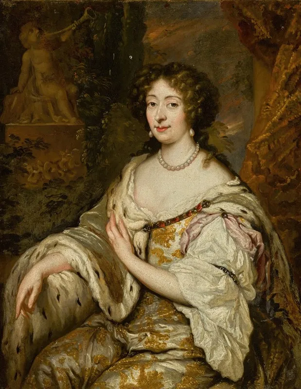 Portrait Of Maria Mancini 1639 1715 Wall Art by Workshop of Caspar Netscher - High-Resolution Digital Print
