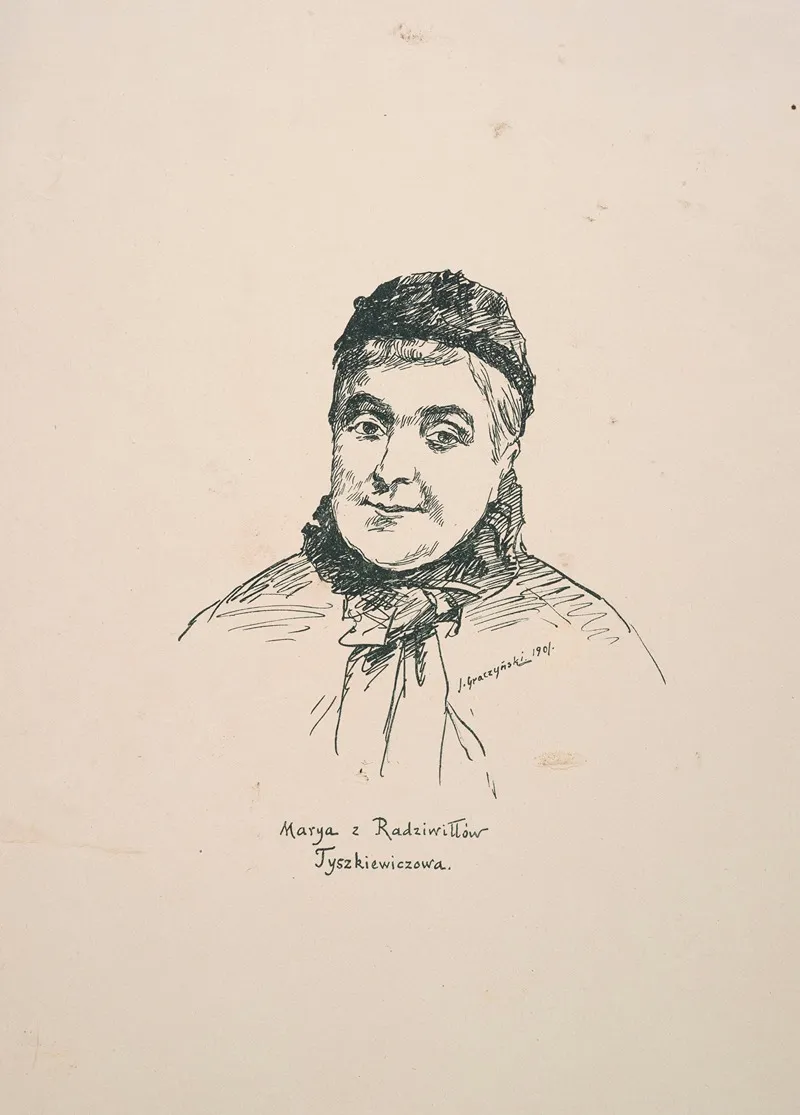 Portrait Of Maria Tyszkiewicz Nee Radziwill Wall Art by Józef Graczyński - High-Resolution Digital Print